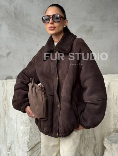 Дубленка бомбер женская - фото 7