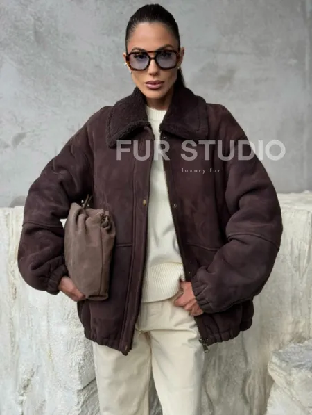 Дубленка бомбер женская - фото 5