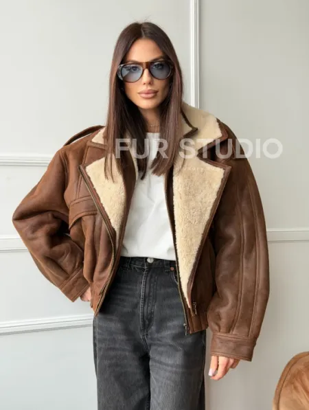 Молодежная куртка - дубленка из овчины - фото 7