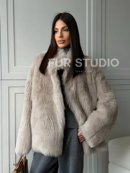 Бежевая дубленка из тосканы - фото 14