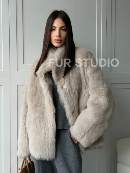 Бежевая дубленка из тосканы - фото 12