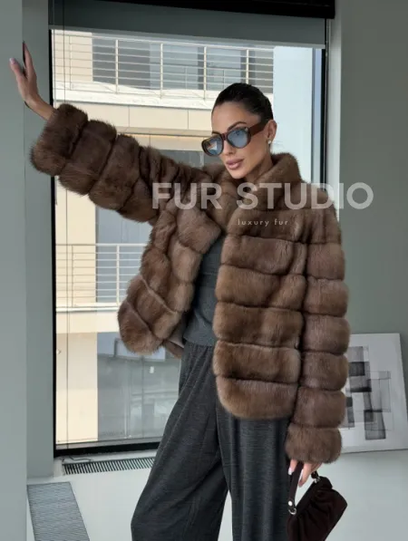 Полушубок из соболя «Тортора графит» - фото 15