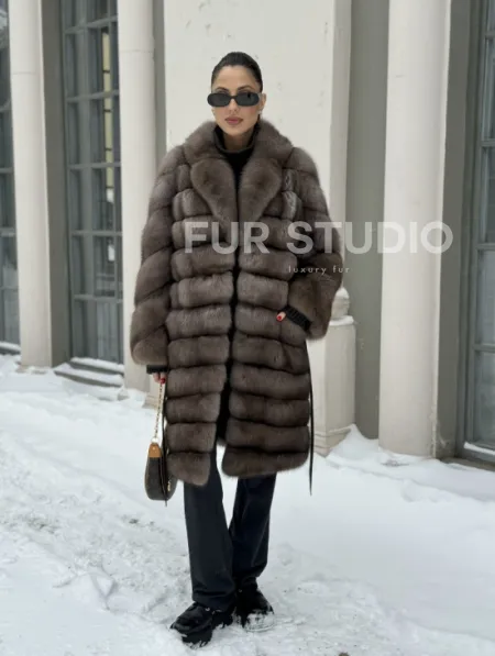 Шуба из меха соболя цвет Тортор  седина 1/2 - фото 5