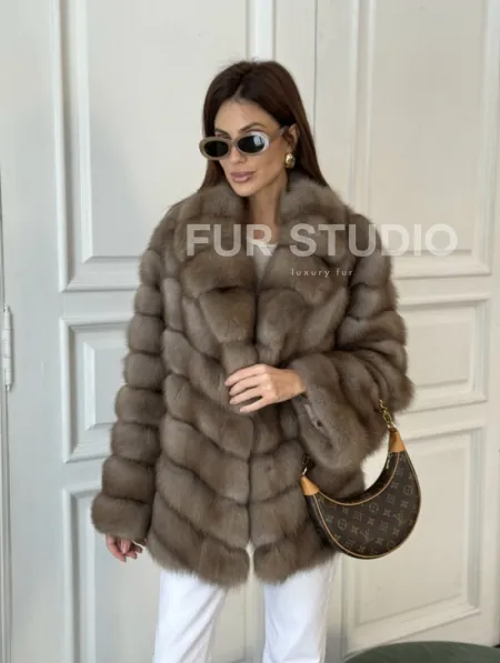 Шуба из куницы воротник английский - фото 4