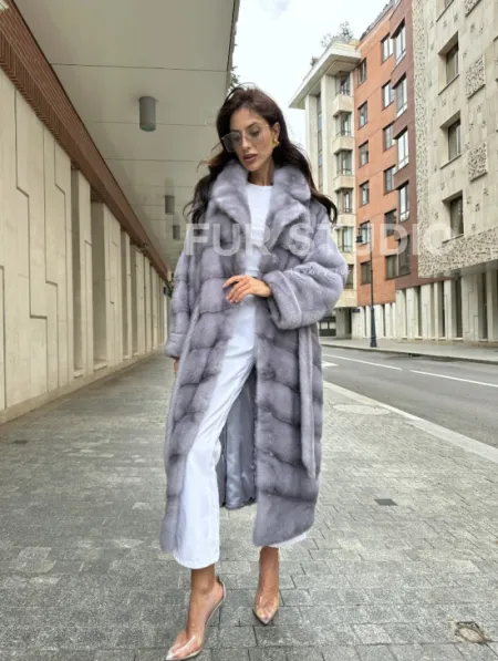 Пальто из голубой норки - фото 7