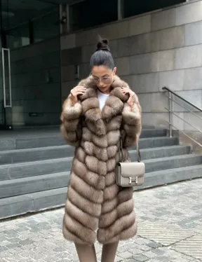 Пальто из меха куницы цвет Tortora - фото 5