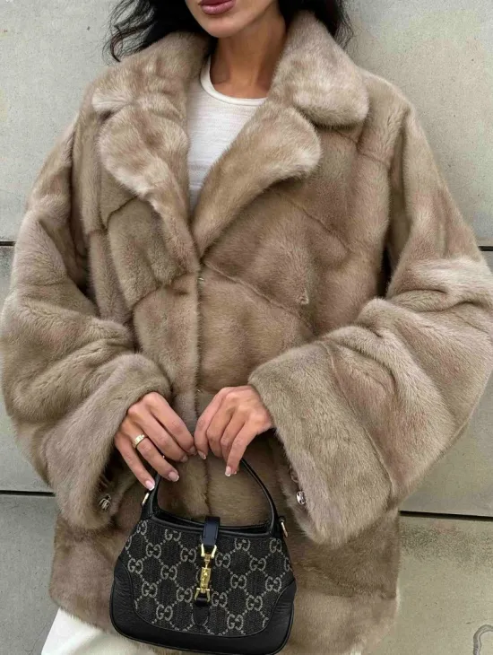 Полушубок автоледи из меха норки цвет пастель - фото 3