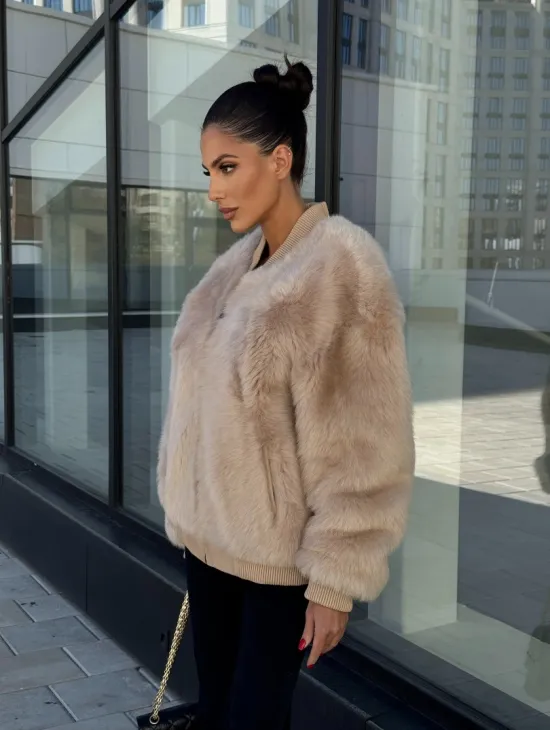 Меховая куртка - бомбер из натурального меха тосканы Турция - фото 11