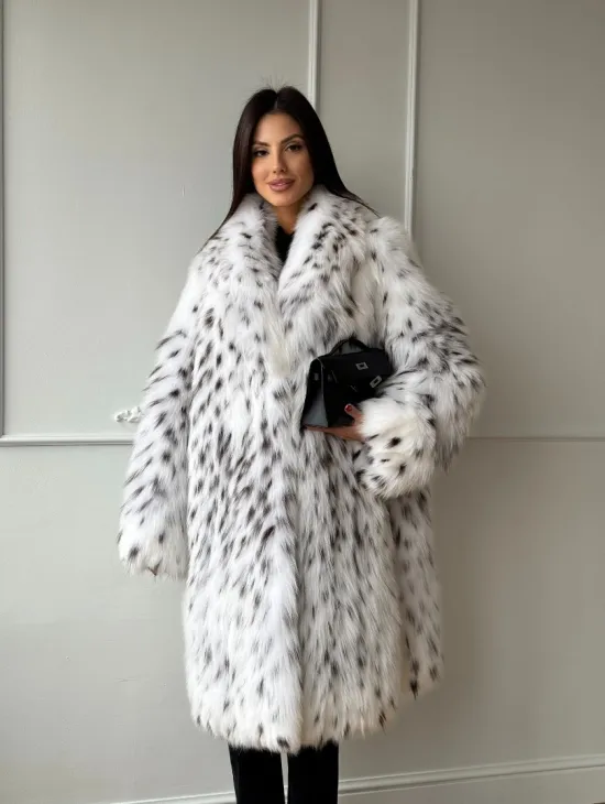 Манто из меха аукционной кристальной лисы (реплика канадской рыси) - фото 13
