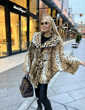Шуба из оцелота под леопард модель «Летучая мышь» - фото 3