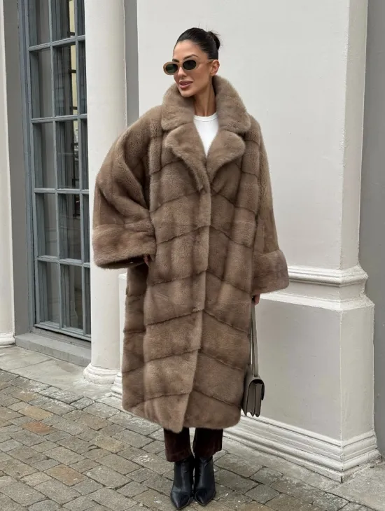 Норковая шуба Бохо из меха скандинавской норки Pastel (большие размеры) - фото 8