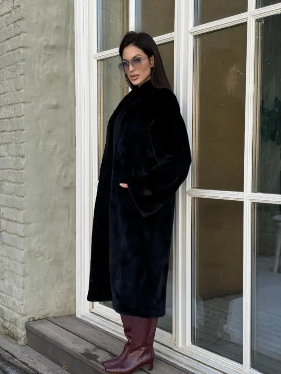 Элитная шуба из меха норки Luxury Fur Blackglama с V-образным воротником - фото 10