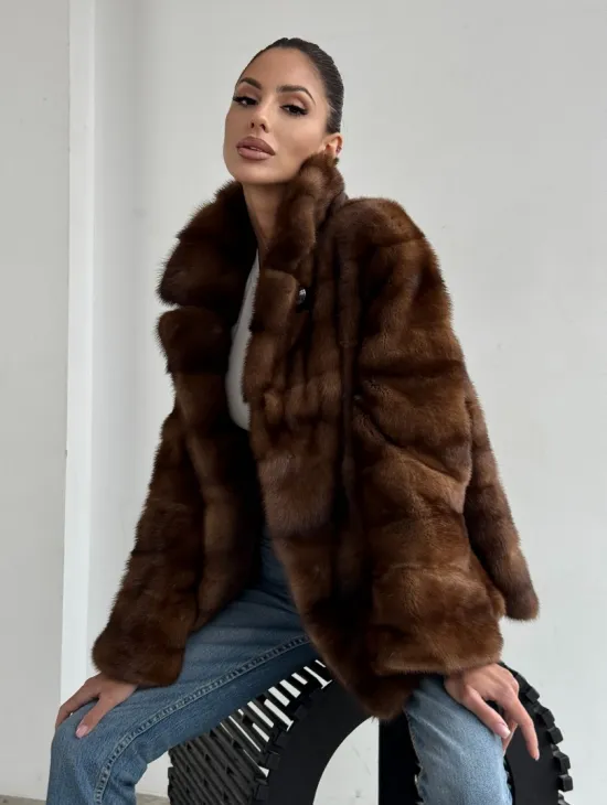 Шуба автоледи из соболиной норки, цвет соболь - фото 10