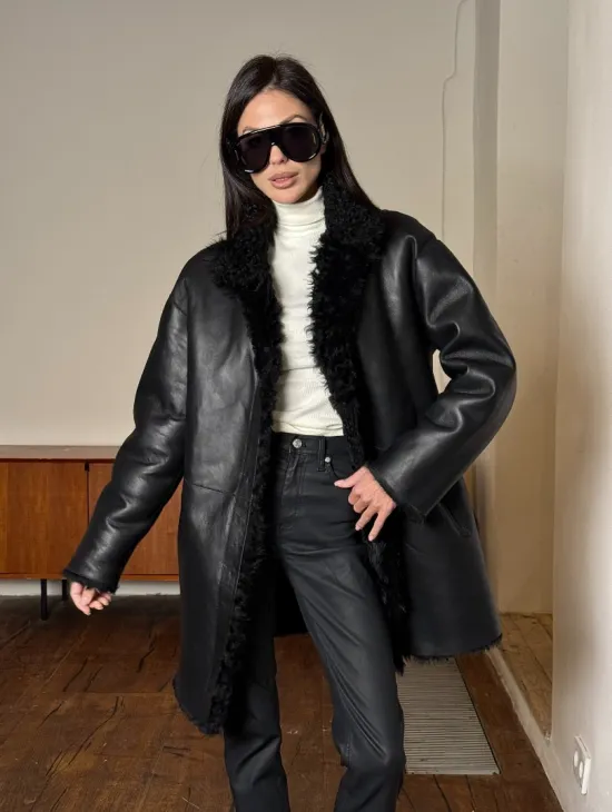 Двухсторонняя шуба - дублёнка из тиградо - фото 7