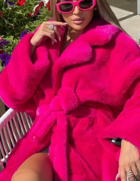 Норковая шуба в цвете фуксия длинная - фото 4