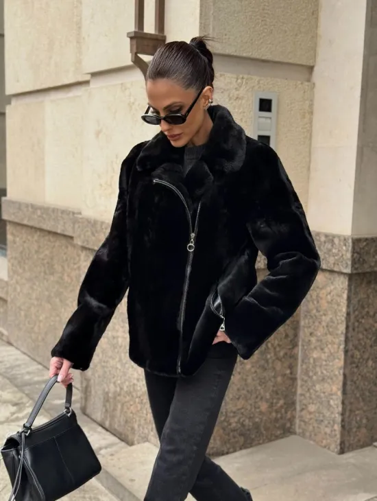 Норковая куртка - косуха из меха стриженой норки - фото 9