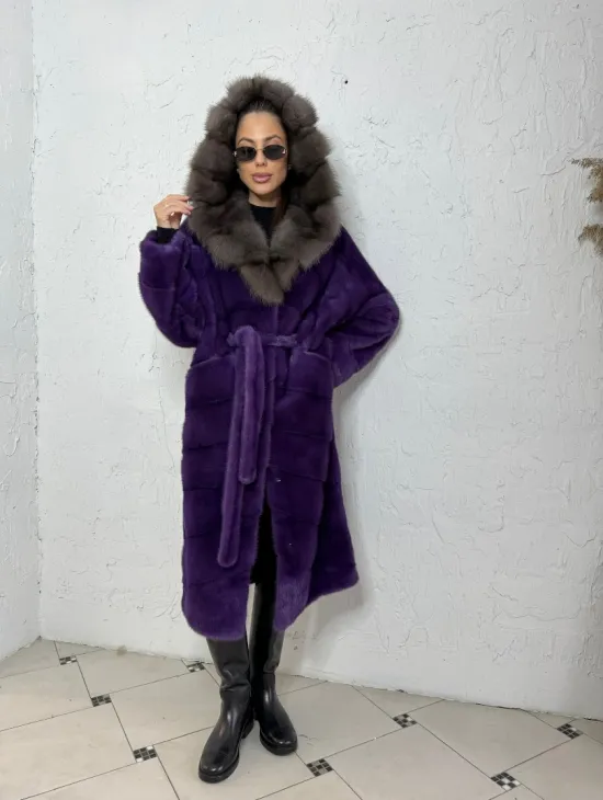 Норковое кимоно из меха Nafa в благородном топовом оттенке - фото 5