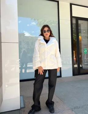 Белая короткая норковая шуба - фото 7