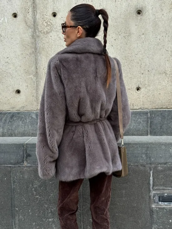 Норковая шуба лавандового цвета - VELVET - фото 8