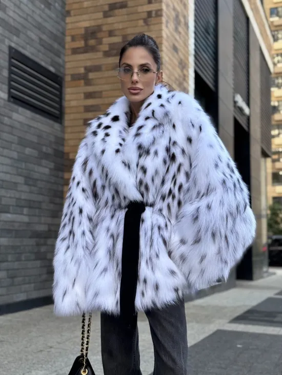 Шуба летучка из меха лисы под рысь Exclusive - фото 9