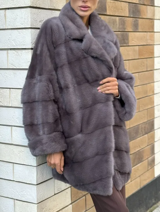 Шуба норковая - жакет лаванда - фото 3