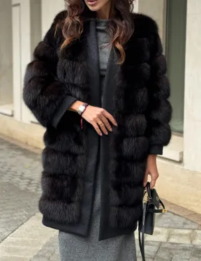 Пальто из куницы с отделкой кашемира - фото 3