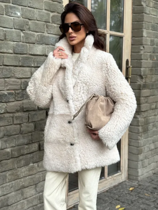 Женская дубленка - мех тиградо - фото 5