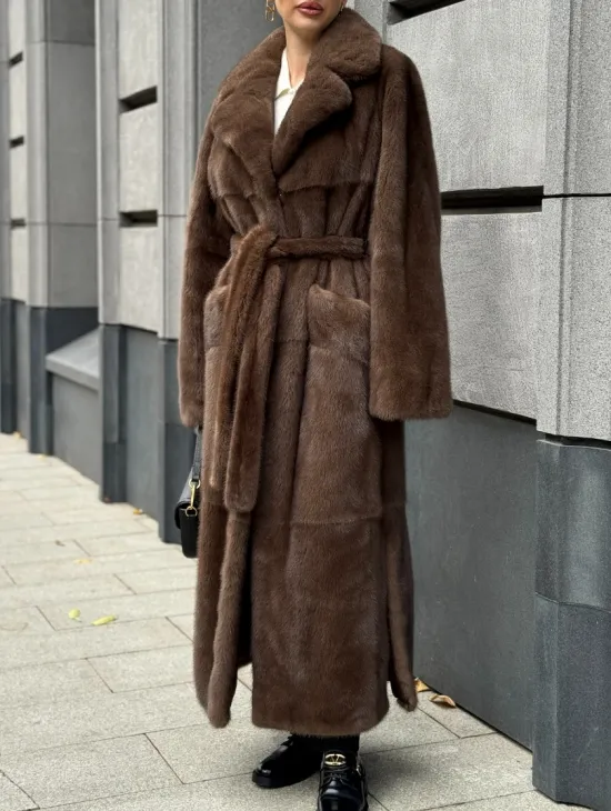 Норковая шуба - цвет соболь - фото 5