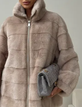 Норковая куртка стойка воротник - фото 2