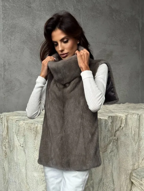 Манишка норковая серая - фото 24