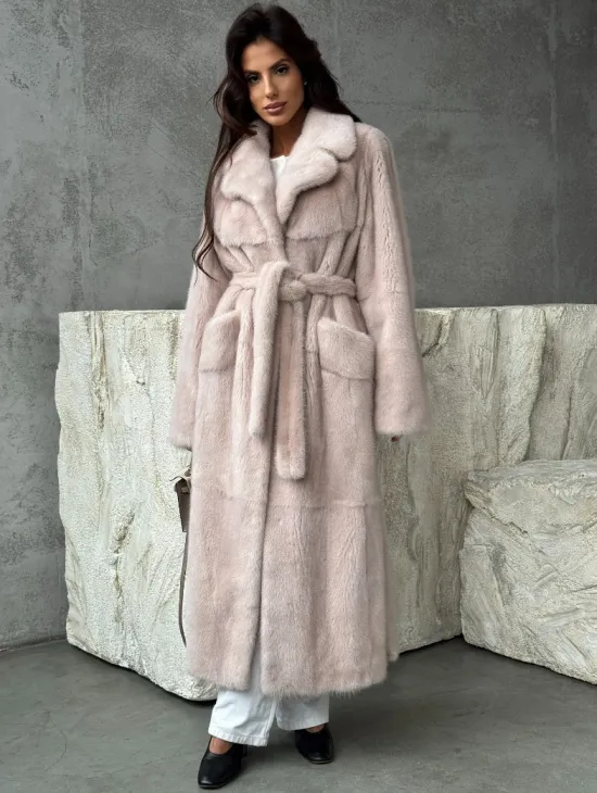 Светлая классическая норковая шуба - фото 5