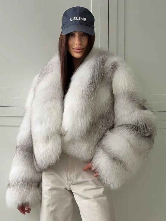 Шуба кроп-топ из лисы finnish cross fox - фото 0