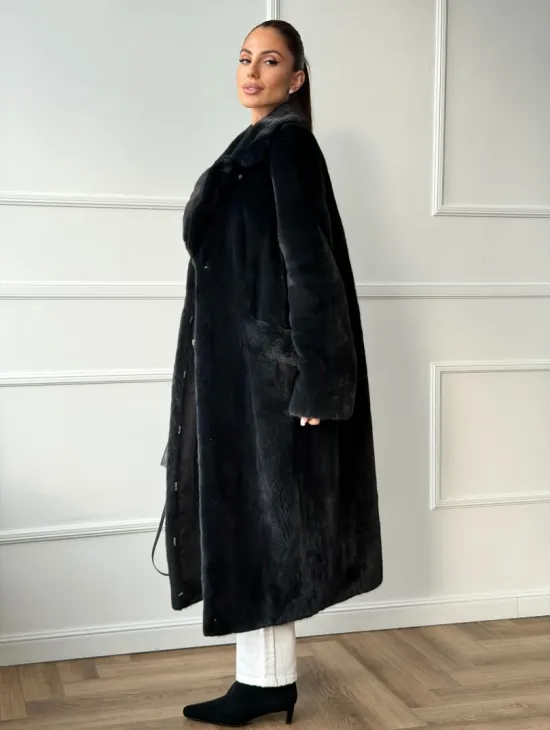 Норковая шуба с английским воротником - фото 6