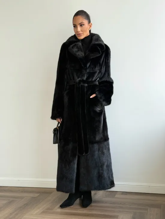 Черная шуба из меха норки - классический стиль - фото 9