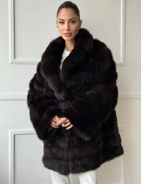 Шуба из куницы английский воротник - фото 5