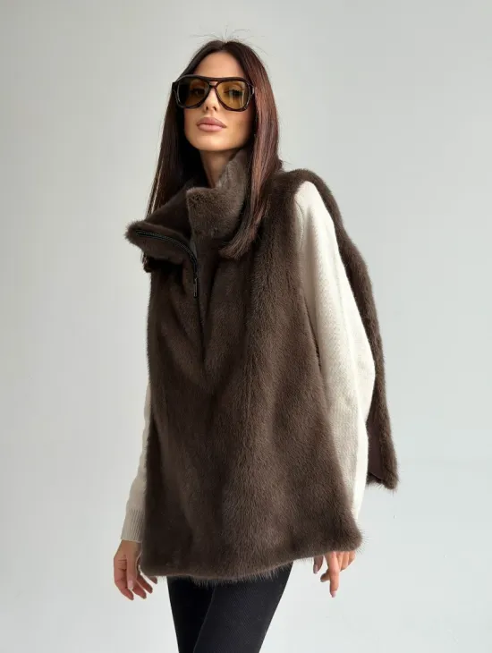 Женская меховая манишка - мех норка - фото 8