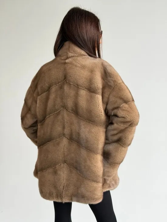 Полушубок пастель мех норка - фото 5