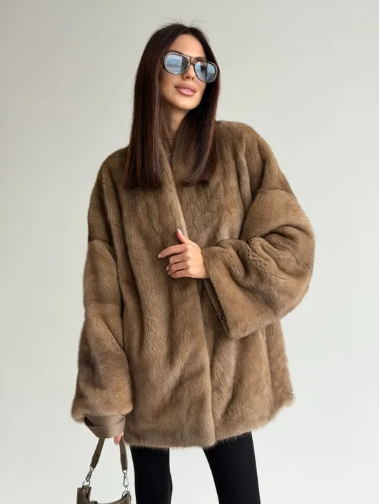 Шуба из аукционного меха норки - пастель - фото 9