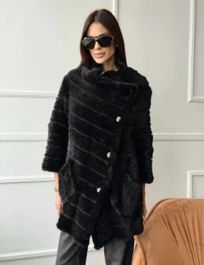 Меховое пальто из вязаной норки - фото 9