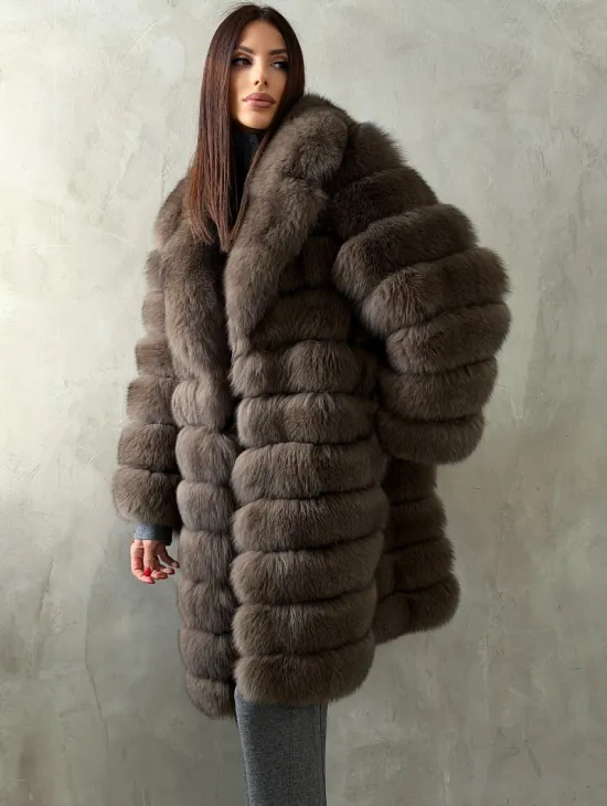 Шуба из песца под соболь - английский воротник - фото 6