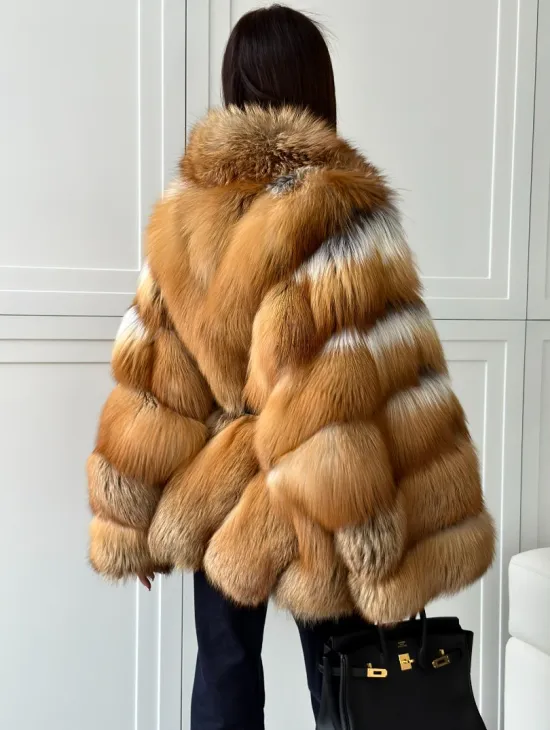 Шуба из лисы огневки - оверсайз - фото 4