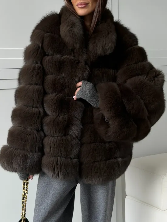 Шуба из натурального песца под соболь - фото 2