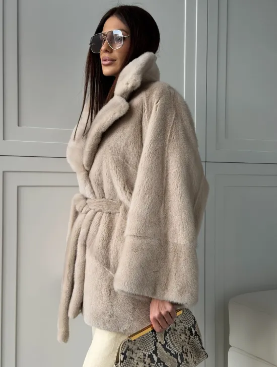 Зимняя норковая шуба фасона «летучая мышь» - фото 9