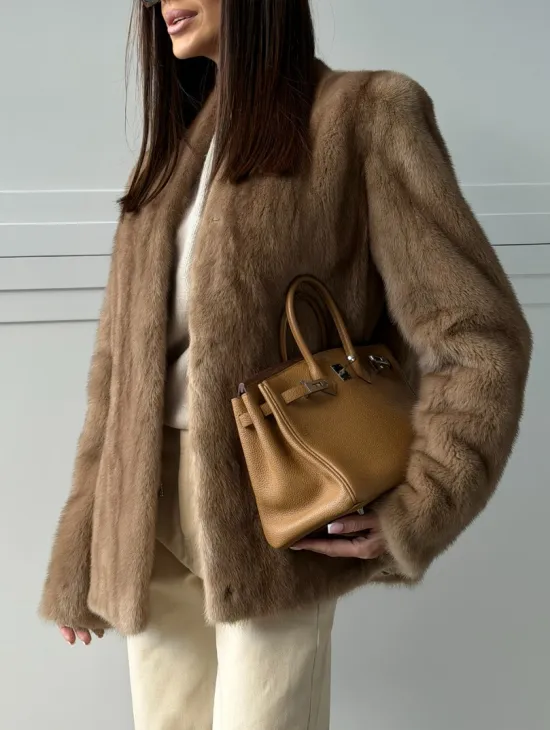 Женский норковый полушубок пастель - фото 6