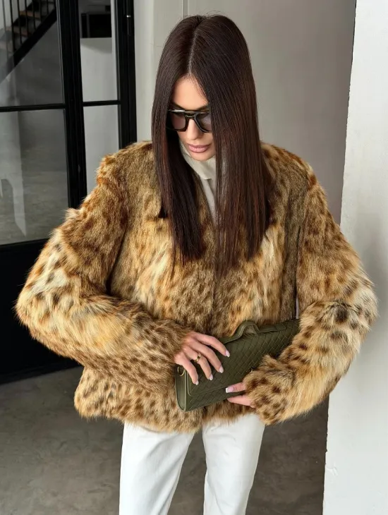 Меховой жакет - шуба из оцелота - фото 16