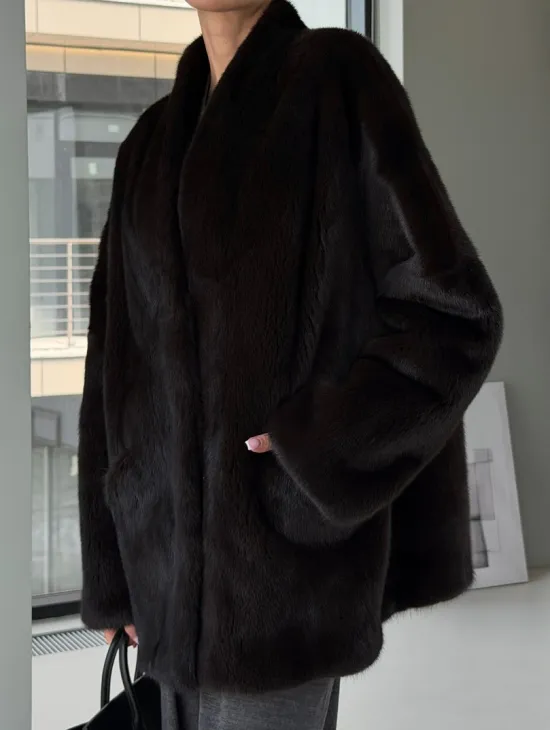 Модный норковый жакет «тренд 2026» Dark Espresso - фото 3