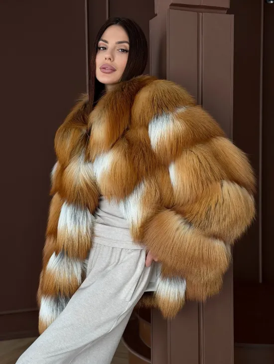 Короткая шуба из рыжей лисы - фото 6