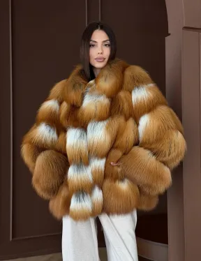 Короткая шуба из рыжей лисы - фото 13