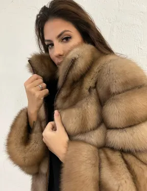 Шуба из меха куницы на молнии - фото 1