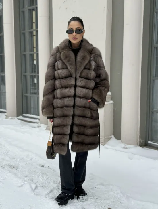 Шуба из меха соболя цвет Тортор  седина 1/2 - фото 5